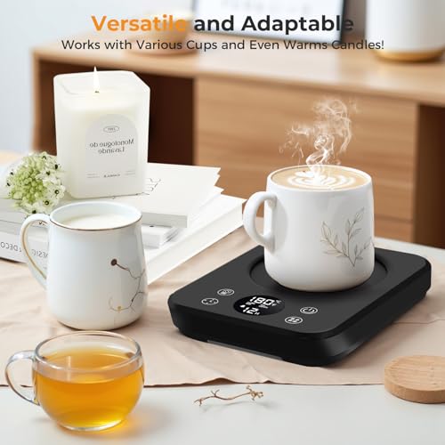 Image of Fastest Heating Mug Warmer - 36W Coffee Mug Warmer for Desk with Temperature Display, Smart Candle Warmer, 2-12Hours Auto Shut Off - Coffee Accessories Keep Beverages Coffee Warmer(Black