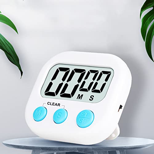 Wolpin-Digital-Kitchen-Timer-Stopwatch-Countdown-Large-Digits-Loud-Alarm-Magnetic-Stand-Round-for-Cooking-Baking-Kids-Study-Teacher-Shower-Bathroom-Oven-Round-Back-Stand-Hanging-Hole-White