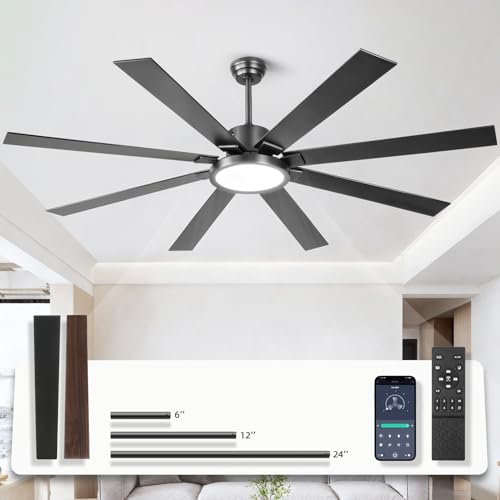 TIRUSUN Large Ceiling Fans with Lights, Modern 72 Inch 8