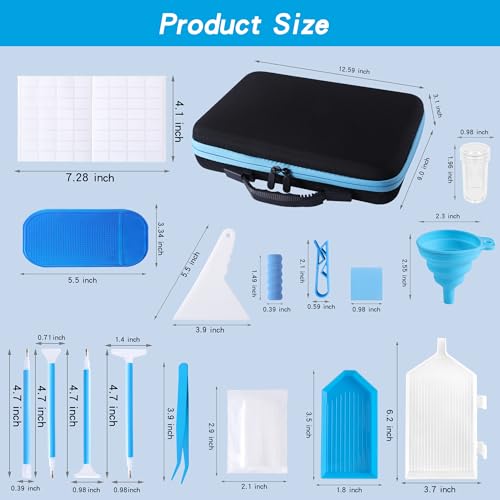 Image of LYMUSUMI Diamond Art Storage Containers 60 Slots Diamond Painting Accessories and Tools Portable Bead Organizer Boxes for Adults(Blue)