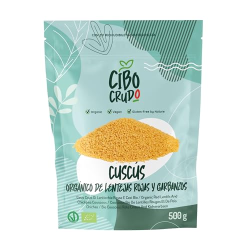 Cous Cous De Lentejas Rojas y Garbanzos Ecológico - 500g. Cous Cous Sin Gluten para Recetas con Lentejas y Curry o Lentejas con Verduras.