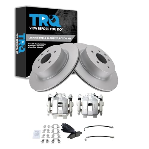 Image of TRQ Rear Brake Pad and Rotor Set Ceramic Coated Rotors Calipers Compatible with 2011-2012 Infiniti G25 G37 2015 Q40