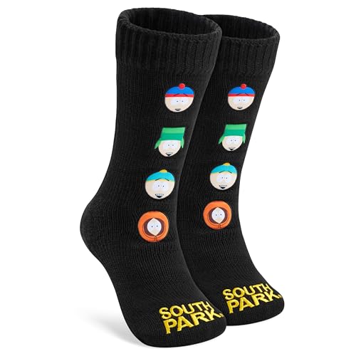 South Park Mens Slipper Socks, Fluffy Warm Non-Slip Winter Socks - Gifts for Him