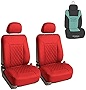 FH Group Deluxe Faux Leather Diamond Pattern Front Set Car Seat Cushions (Red) with Gift - Universal Fit for Cars, Trucks, & SUVs