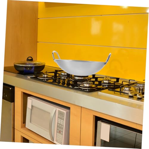 Wok de acero inoxidable con doble asa para cocina miniatura 6