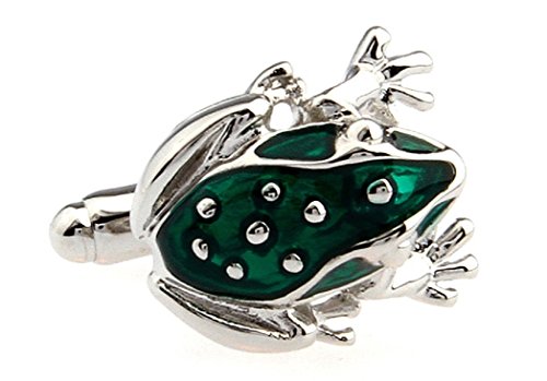 MRCUFF Frog Green Pair Cufflinks in a Presentation Gift Box & Polishing Cloth