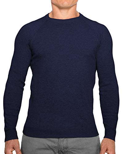CC Perfect Slim Fit Crewneck Sweaters for Men | Lightweight Breathable Mens Sweater | Soft Fitted Pullover for Men Navy Blue