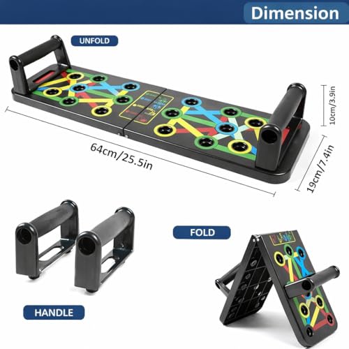 Image of Mayor 15 in 1 Push Up Board for Men & Women, Portable Foldable Push Up Bar with Non-Slip Handles for Chest, Shoulder & Home Gym Strength Training Workout (Multicolor)