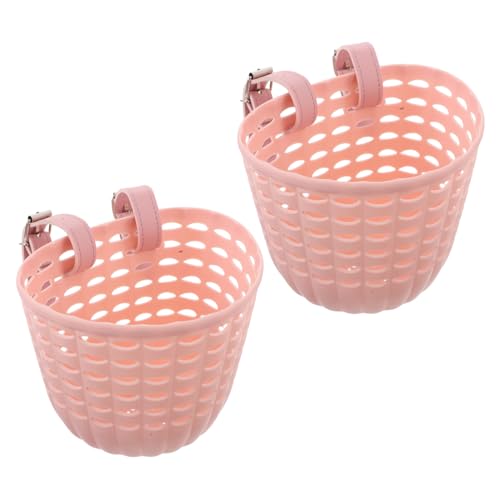 HOMOBABE 2個 用プラスチック自転車バスケット 軽量で丈夫 前ハンドル取り付け簡単 スクーター 三輪車対応 キッズバイクアクセサリー