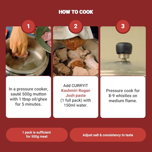 Image of CURRYiT Kashmiri Rogan Josh Curry Paste | Cook in 15 mins | Just add Fresh Mutton, Chicken, Fish | Made with Ghee | No Preservatives | Enjoy with Khameeri Roti | Indian Masala Wet Marinade 120g