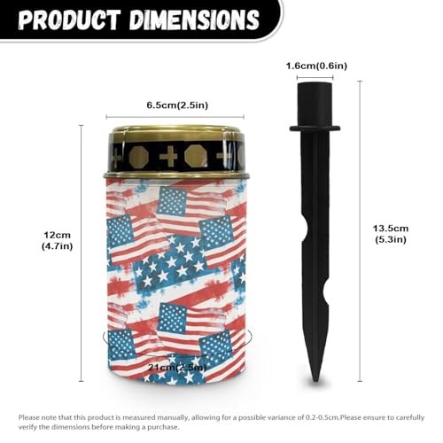 Image of Poceacles American Flag Red White Blue Solar Outdoor Lights Solar Grave Lights Cemetery Candles Decorative LED Automatic Flameless Candle Patriotic USA 250th Anniversary Pattern, 4 Piece