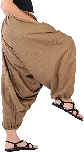 Image of Whitewhale Mens Women Cotton Stripe Aladdin Loose Baggy Boho Hippie Harem Pants