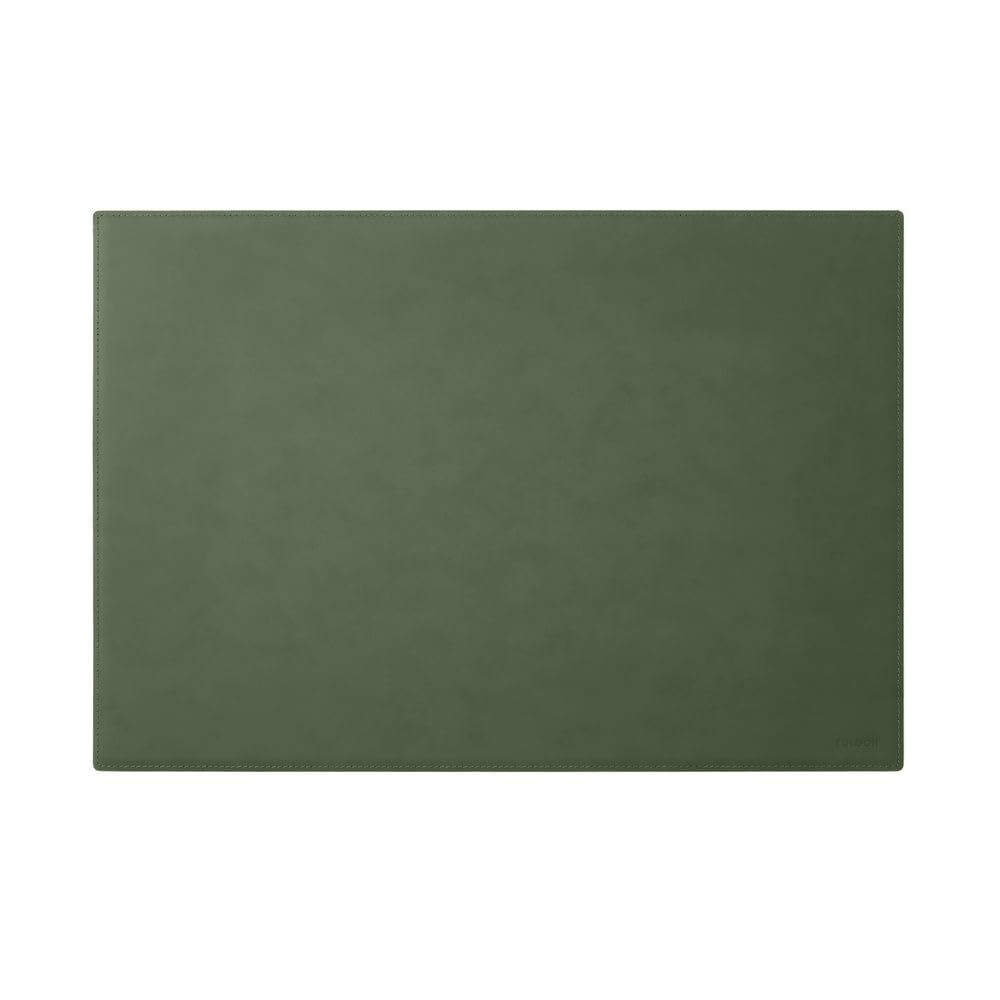 Eglooh - Mercurio - Desk Pad for Office Made of Green Leather - Desk Mat cm 50x35 - Large Mouse Mat with Handmade Stitchings and Non-Slip Bottom - Made in Italy