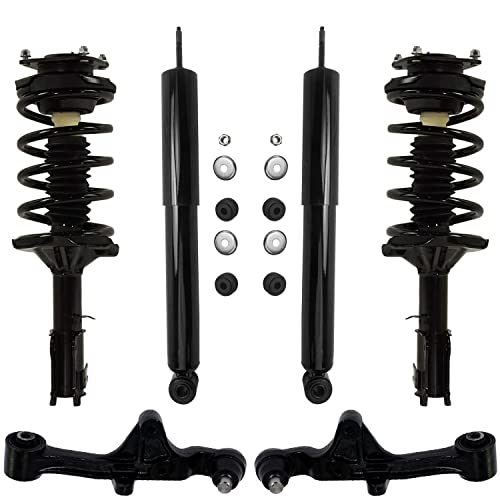 Image of Detroit Axle - 6pc Front End Suspension Kit for 02-05 Kia Sedona, 2 Struts & Coil Spring 2 Lower Control Arms w /Ball Joint 2 Rear Shock Absorbers 2002 2003 2004 2005 Replacement
