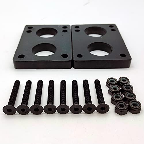 PUAIDA Longboard-Erhöhungspads und Hardware für Elektro-Skateboard, 8 mm, schwarze Erhöhungen und 35 mm Schrauben Cover