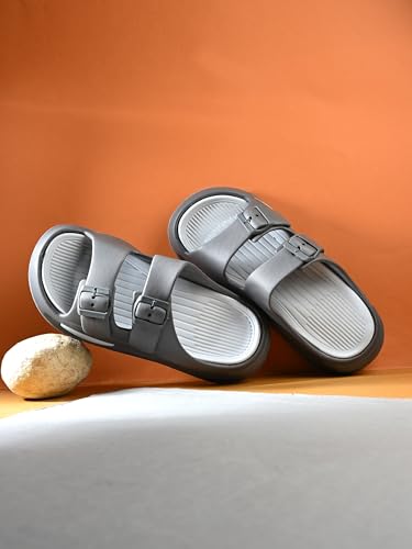 Image of DOCTOR HEALTH SUPER SOFT Men EVA Double Strap Sandals | Adjustable Buckle Comfort Slides | Lightweight Anti-Slip Casual Slippers for Indoor Outdoor Everyday Wear