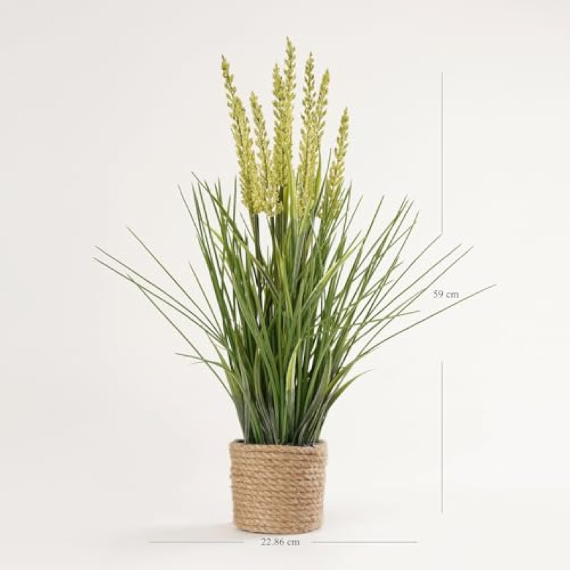 Green Artificial Reed Flower in Rattan Basket