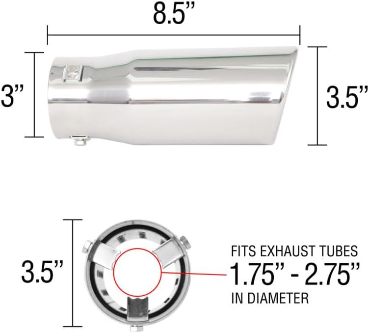 Miniatura 6 de Spectre Punta de escape Performance (22354) de 3.5" de corte inclinado