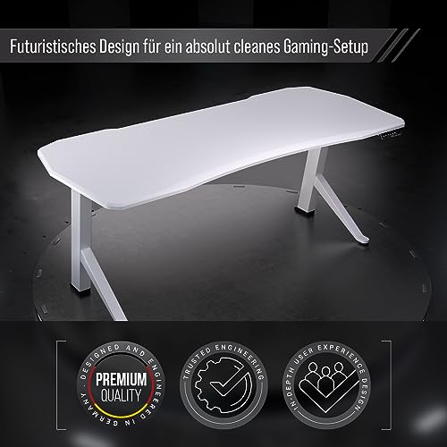 Schreibtischplatte Ultimate Setup 140×70 in Weiß für Büro und Gaming