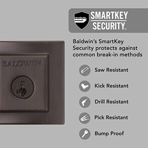 Baldwin Spyglass, Single Cylinder Front Door Deadbolt Featuring Smartkey Re-Key Technology And Microban Protection, In Venetian Bronze #TOP2