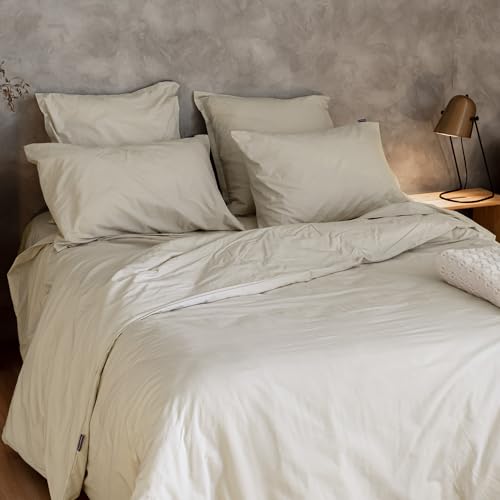 Housse de couette beige 200x200 finitions soignées lit 120 - 2
