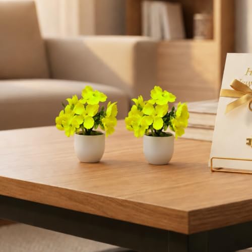 Image of fancymart Artificial Real Touch Flower Plant with Pot (Pack of 2), 16 cm Height, Decorative Faux Floral Plant for Home, Office, Living Room, Bedroom, Table & Shelf Decor