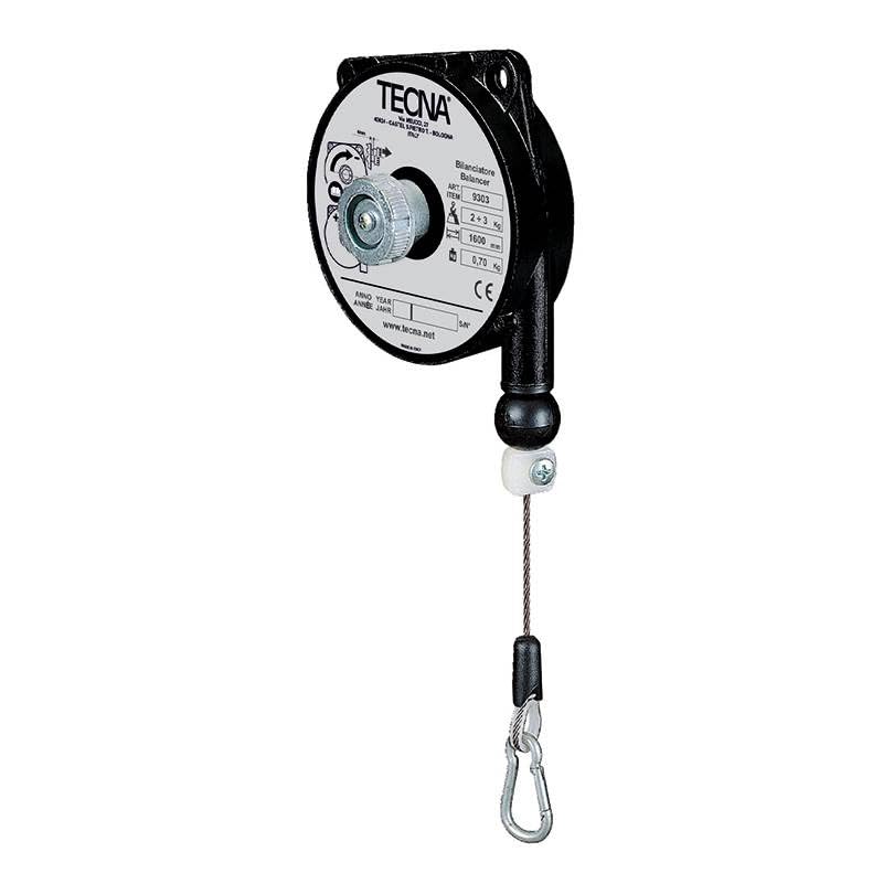 TECNA 9302 Federzug-Balancer – Tragkraft 1–2 kg, Seillänge 1600 mm – einstellbare Werkzeugaufhängung mit Edelstahlseil – für präzise Montage und Industrieeinsatz