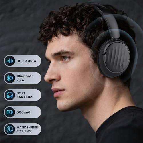 Image of Bluetooth Headphones, Hybrid Active Noise Cancelling Over Ear Headphones | 35H Playtime, HiFi Stereo Foldable wireless Headphones with Foam Ear Cups for Sports, Office, Travel