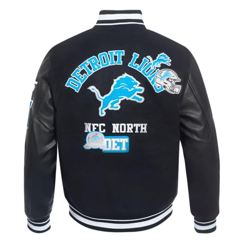 Pro Standard Mens NFL Detroit Lions Area Code Varsity Jacket Black L - Image 6