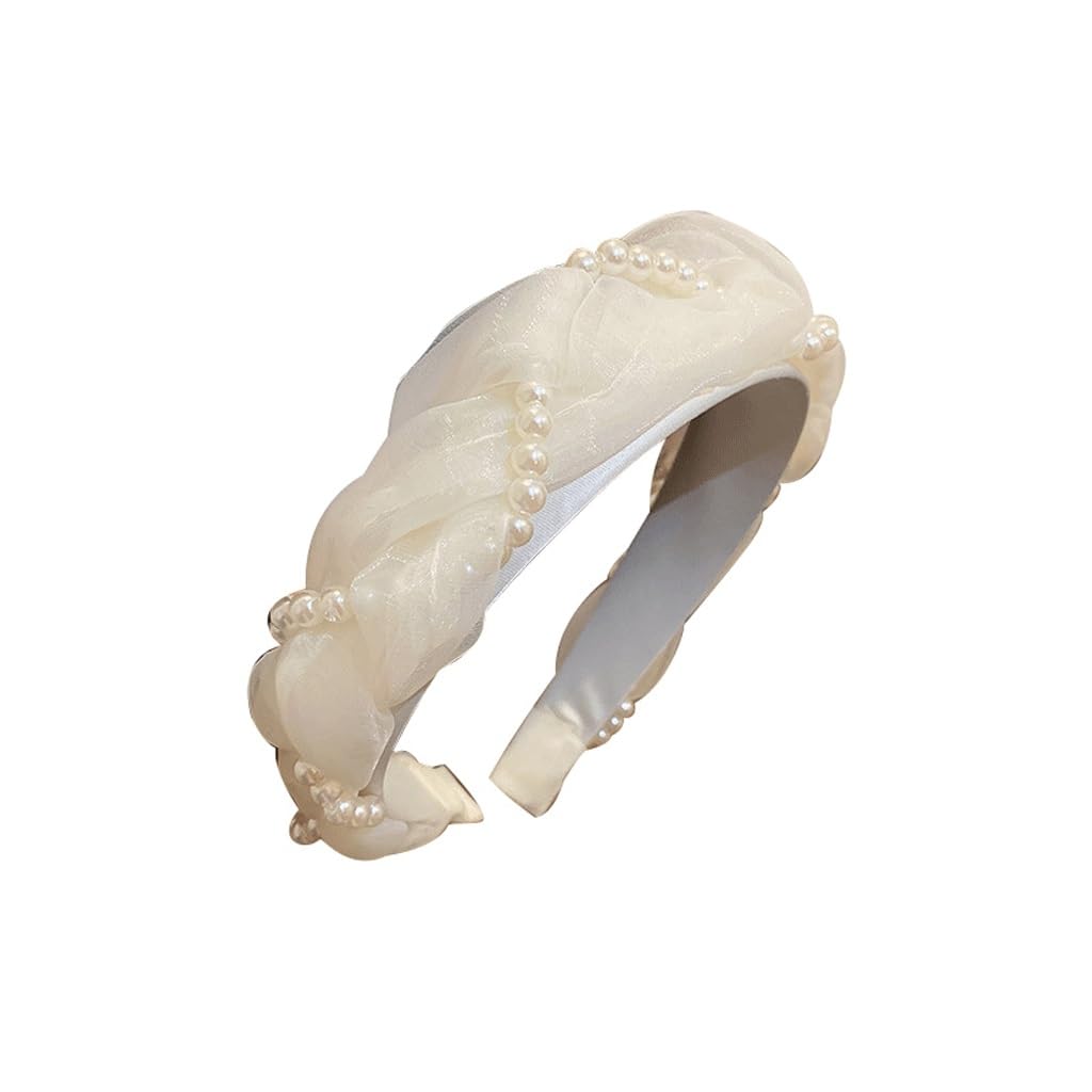 Bandeau cheveux perle avec enroulement délicat et petits accessoires en organza