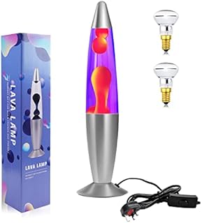 Bonlux Lava Lamp, Classic Lava lamp for Kids and Adults-Soft Relaxing,Smoothing Motion Lava Light Gift for Room Decor,Aluminium Base,13.5inch,with 2Pack R39 E14 25W Bulb,Purple/Red