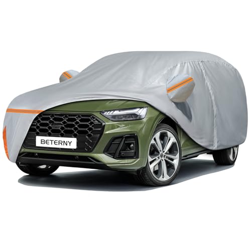 Image of Car Cover for 2009-2024 Audi Q5 /SQ5, Waterproof Custom-fit All Weather Sun Rain UV Dust Snow Protection Outdoor Q5 Full Car Cover with Door Zipper and Cotton Lining-Gray