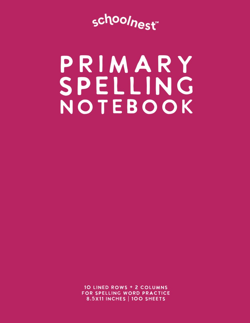 Primary Spelling Notebook: Dark Pink Softcover Journal for Spelling Words