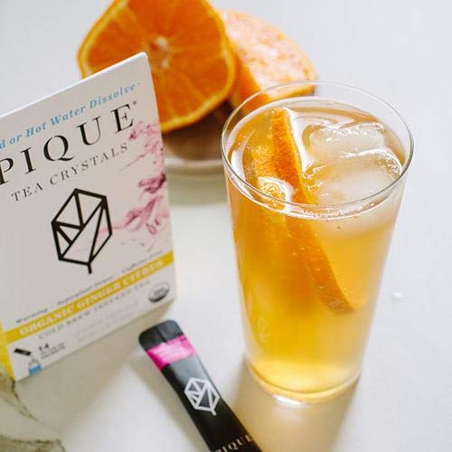 Pique Tea Organic Ginger Digestion Elixir - Gut Health, Fasting, Calm - 1 Pack (14 Sticks)