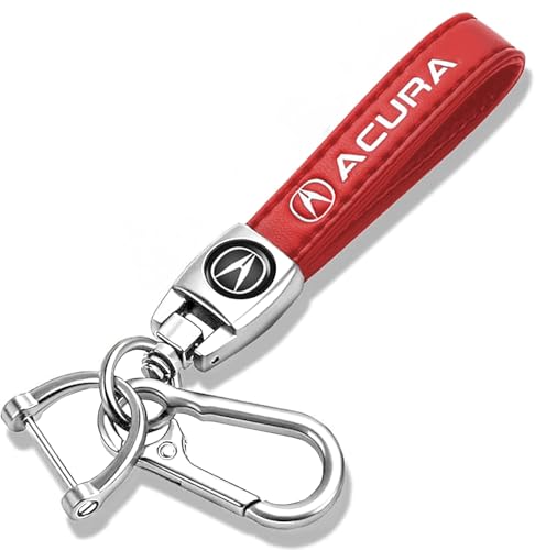 Leather Car Keychain for Acura Integra RSX TSX TL Series Car Key Chain Ring Accessories for Men and Woman Red