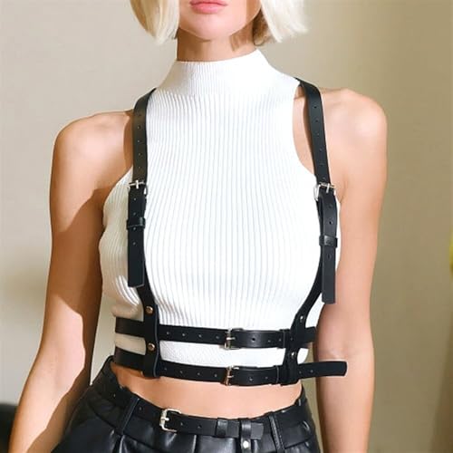 Punk Body Chain Leather Belt for Women Goth BDSM Lingerie Bondage Harness Belt Rave Fashion Accessories2