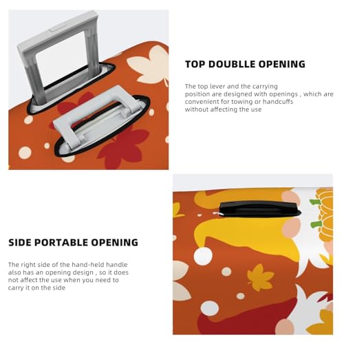 Happy Thanksgiving Three Gnomes Print Luggage Cover For Suitcase,Washable Elastic Travel Suitcase Protector With Zipper Closure And Bottom Buckle – Fits 18-32" Luggage-Large3