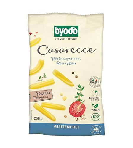 Bio Reis-Mais Casarecce von Byodo - 6er Pack (6x250g) Glutenfreie Pasta, Ideal für Veganer, Gentechnikfrei, Bio-Qualität - Byodo Naturkost