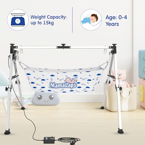 Image of MamaLaps Pro Automatic Baby Cradle | Automatic Baby Swing | Palna Zula for Newborn | Crib | Cots (Heavy - 9 Kg Cradle Weight)