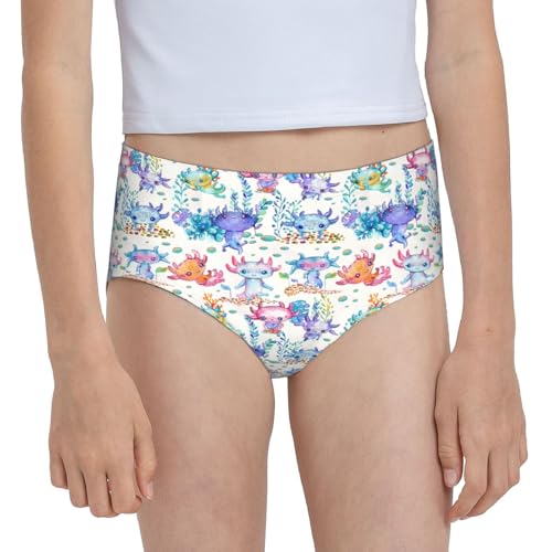 Watercolor Cute Axolotl Girls' Underwear Soft Cotton Little Girls Panties Comfort Briefs 6