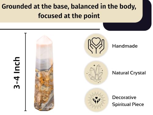 Image of Crystal Heaven Certified Conglomerate Jasper Crystal Tower Obelisk Point For Chakra, Healing & Balancing-Aaa Grade Original Certified Gemstone Agate For Reiki Meditation Yoga Spiritual (3-4 Inches)