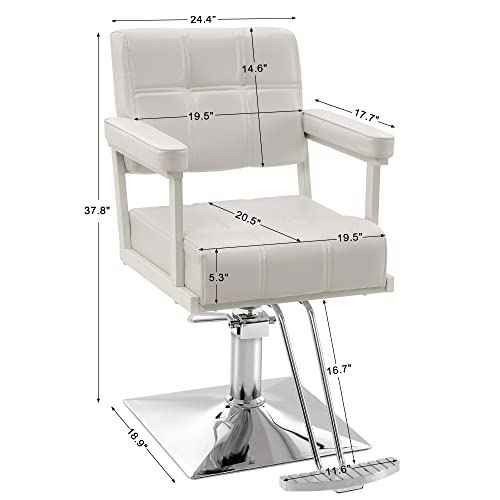 Barberpub Classic Styling Salon Chair For Hair Stylist Hydraulic Pump Swivel Barber Chair, Beauty Shampoo Salon Spa Equipment 8816 (White) #TOP7