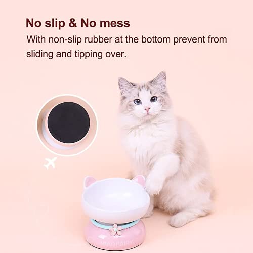 Tigela para gato, tigela elevada inclinada de cerâmica para gatos elevada para comida e água com sup