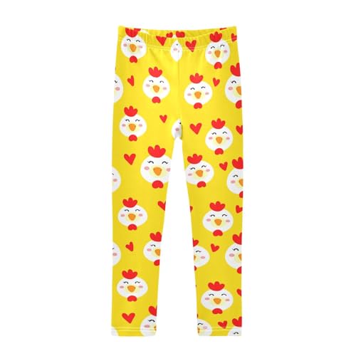 Girls' Leggings Cute Chicken Heart Yellow Kids Yoga Tights Pants 1 Pack 2302259
