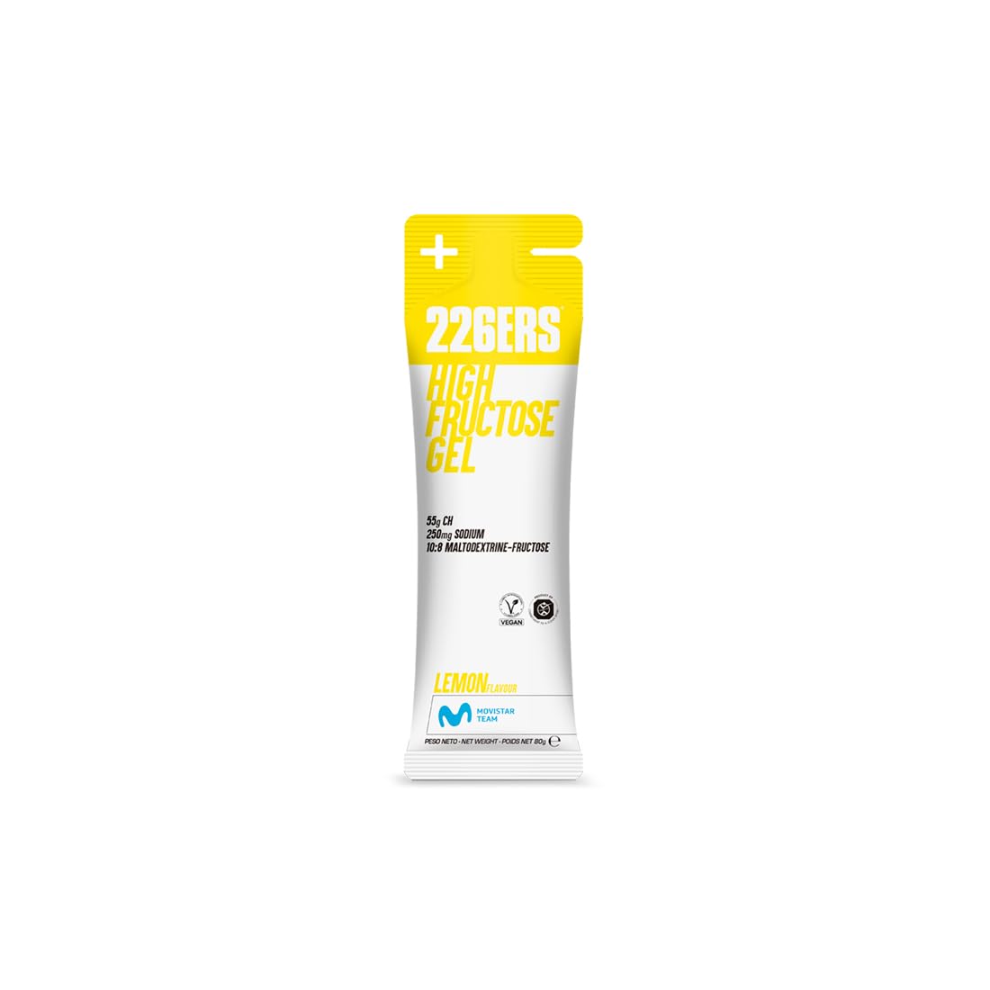 226ERS High Fructose Gel Energiegel, Zitronengeschmack, 24 x 80 g | Maltodextrin und Fruktose, Vegan, Glutenfrei, Für Sportler, Kohlenhydratzufuhr