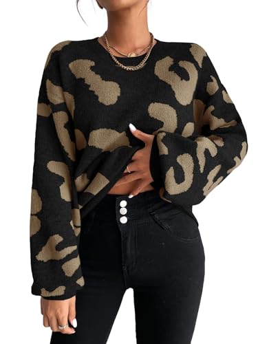 SISKIN Women's Off The Shoulder Color Block Pullover Crew Neck Knit Sweaters Cute Cozy Knitted Sweater for Winter