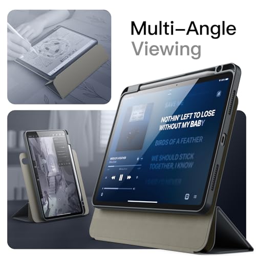 Image of JETech Magnetic Detachable Cover Case for iPad Air 11-Inch M4 /M3 /M2 (2026 /2025 /2024), iPad Air 5th /4th with Pencil Holder, Removable Rotating Cover, Portrait /Landscape Stand (Space Gray)