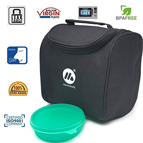 Image of Mahaware Maharaja Plastic Lunch Box Set with Insulated Bag, Set of 4, Green