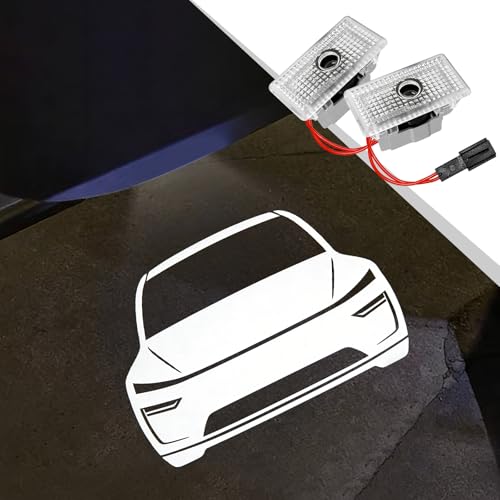 2Pcs No Fade Car Door Lights Projector for Tesla Model Y 2025 2026 Car Accessories - Ghost Shadow Welcome HD LED Puddle Lights (White car)