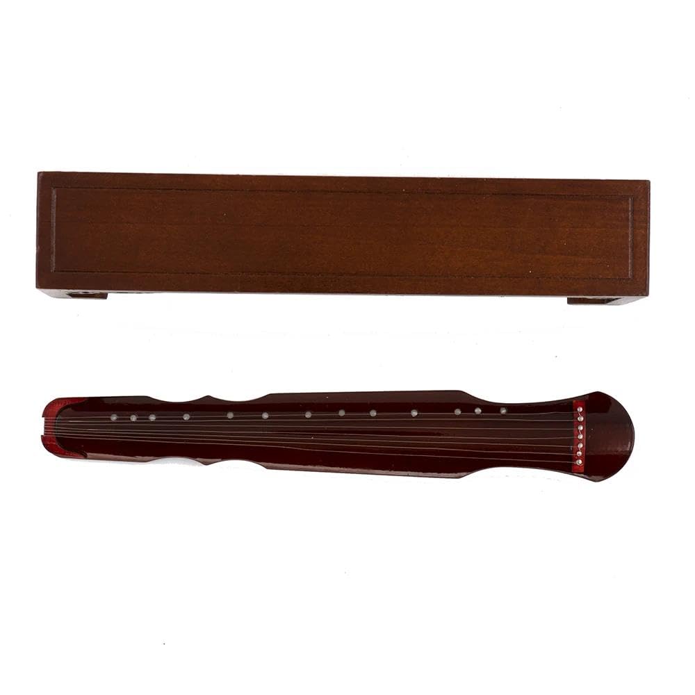 Miniaturowy drewniany chiński model Guqin z etui mini instrument muzyczny akcesoria dekoracja